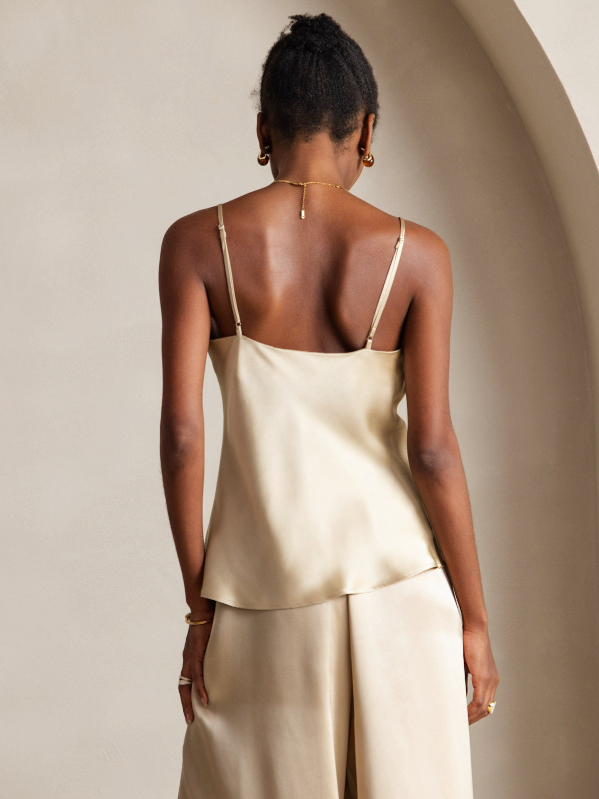 [Champagne] SilkSilky-UK Pure Silk V Neck Camisole 002