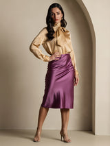 [Champagne] SilkSilky-UK Long Sleeve Tie Neck Blouse 008