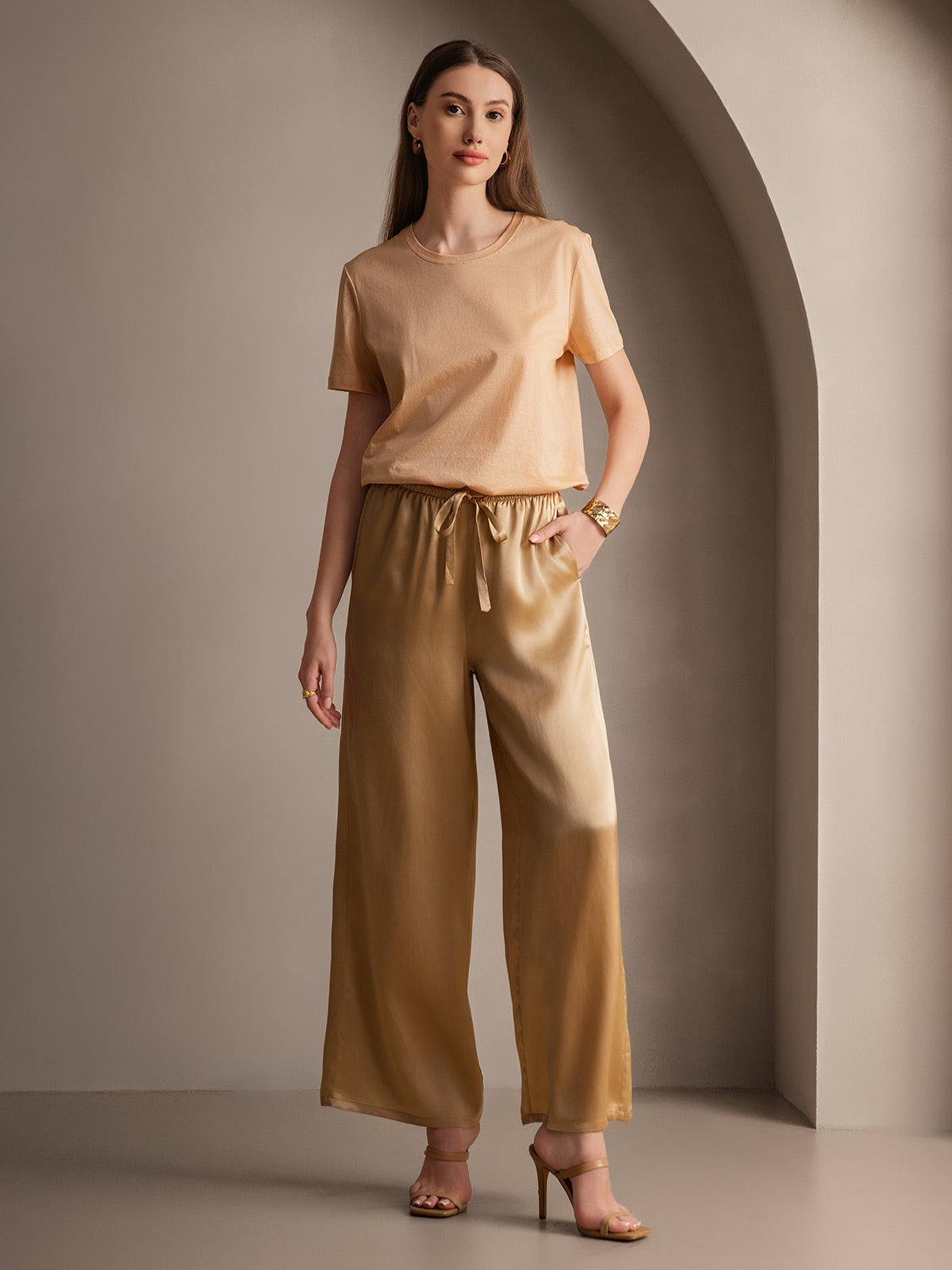 [Champagne] SilkSilky-UK Pure Silk Womens Pants 006