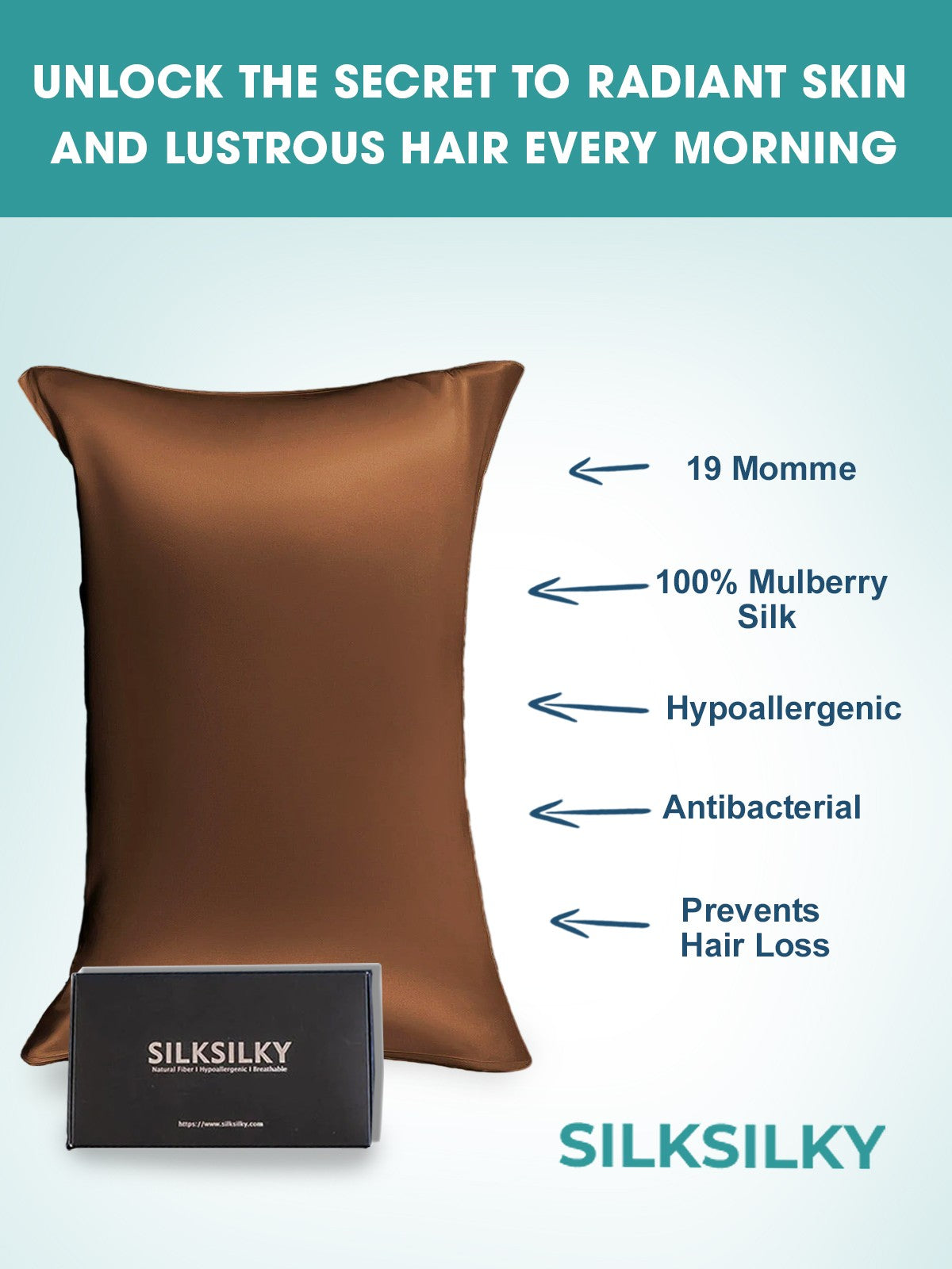 [Coffee] SilkSilky-UK 19Momme Pure Silk Pillowcase 003