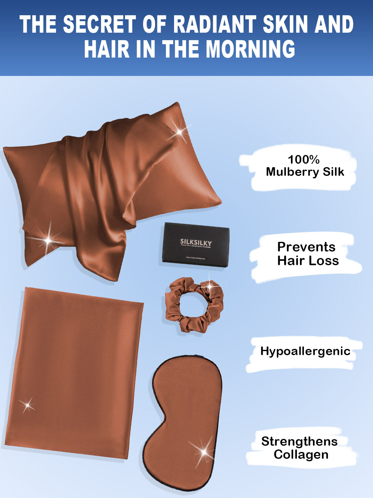 [Coffee] SilkSilky-UK 19Momme Pure Silk Pillowcase Set 002