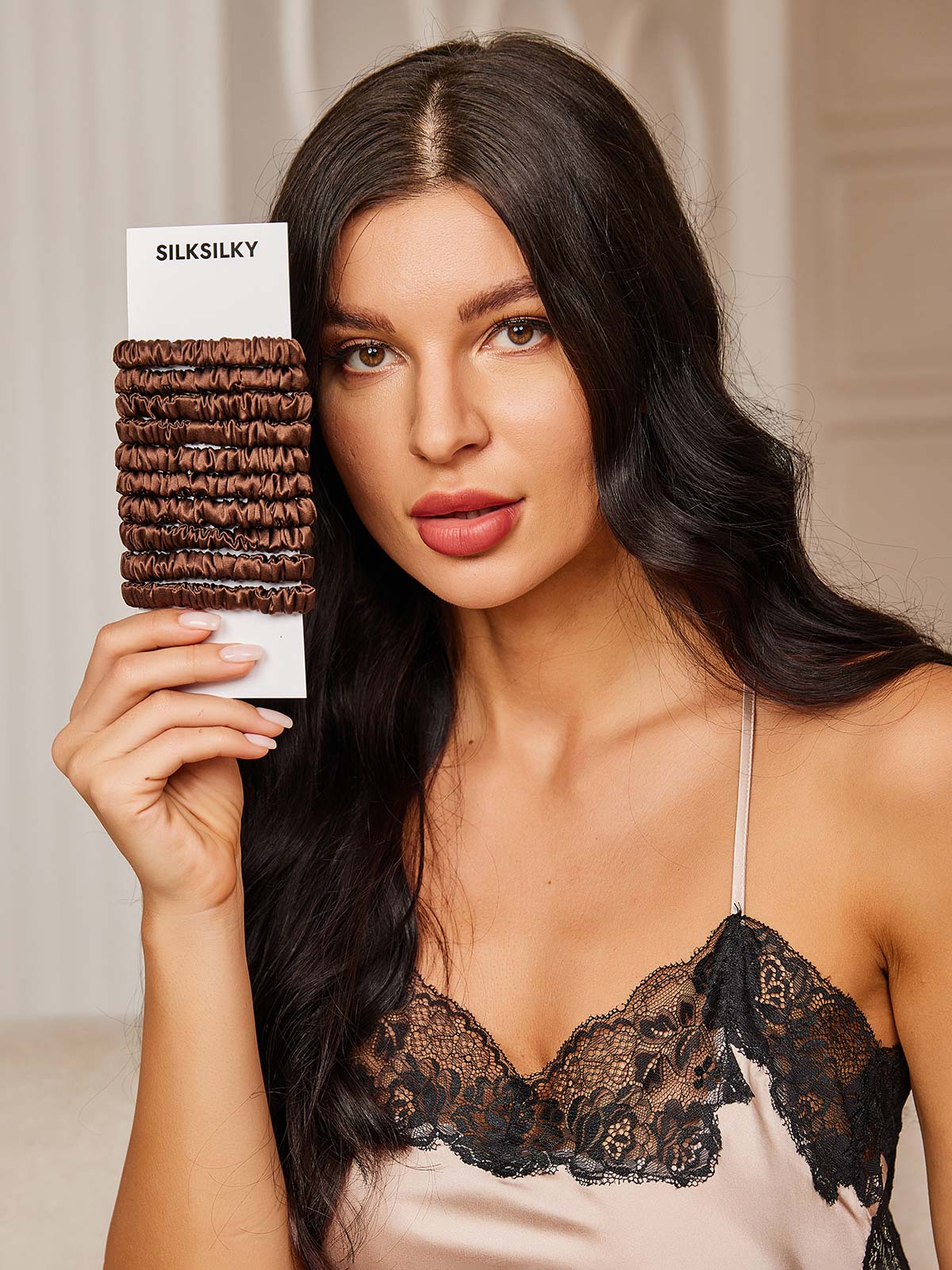 [Coffee] SilkSilky-UK 19Momme Pure Silk Scrunchie 001