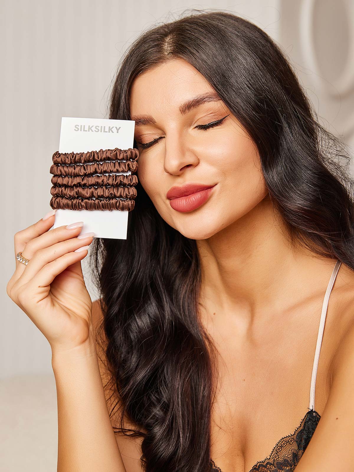 [Coffee] SilkSilky-UK 19Momme Pure Silk Scrunchie 002