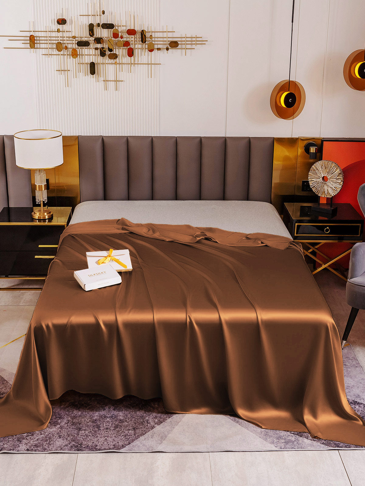 [Coffee] SilkSilky-UK 19Momme Pure Silk Sheet 002
