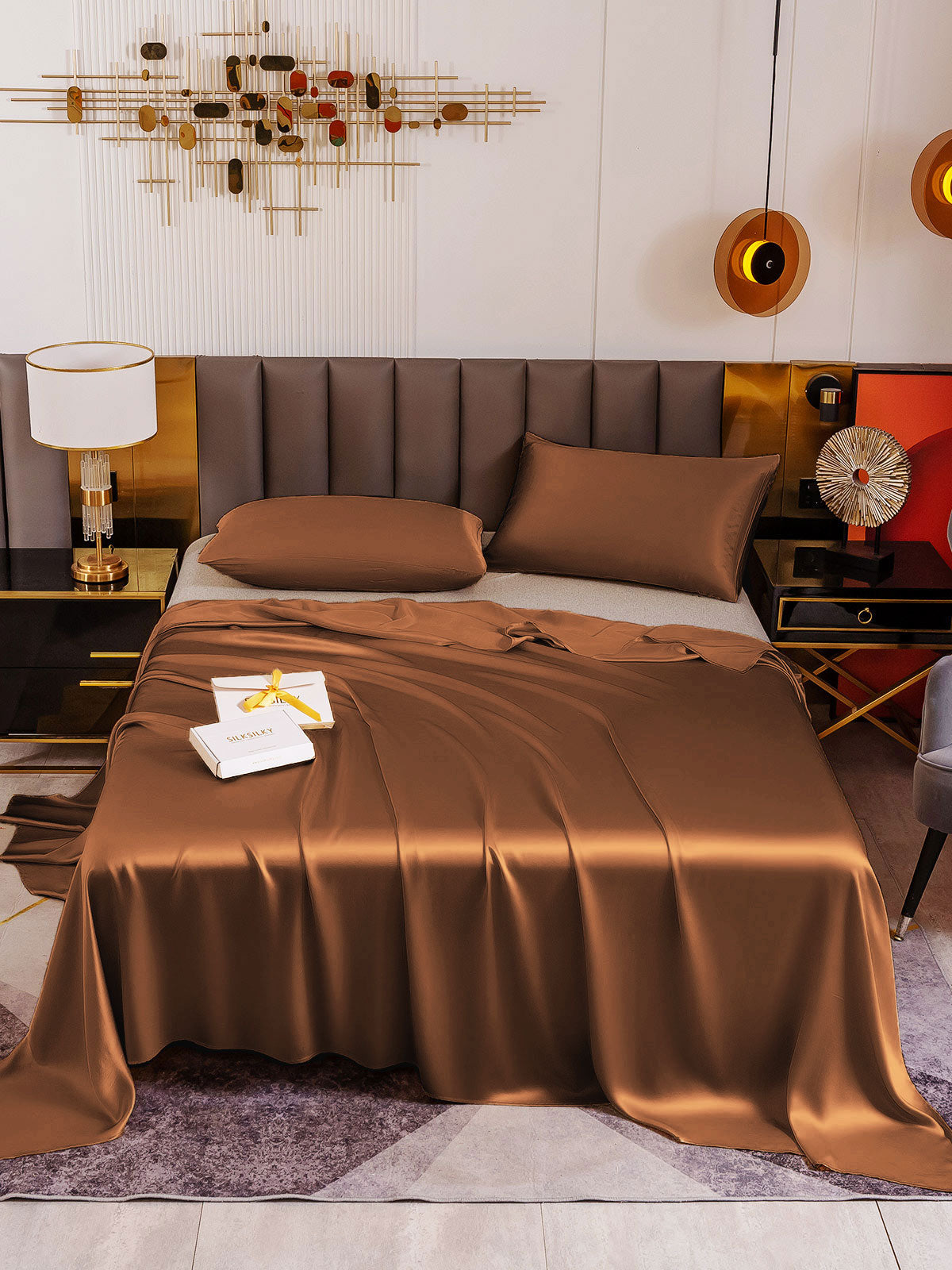 [Coffee] SilkSilky-UK 19Momme Pure Silk Sheet 002
