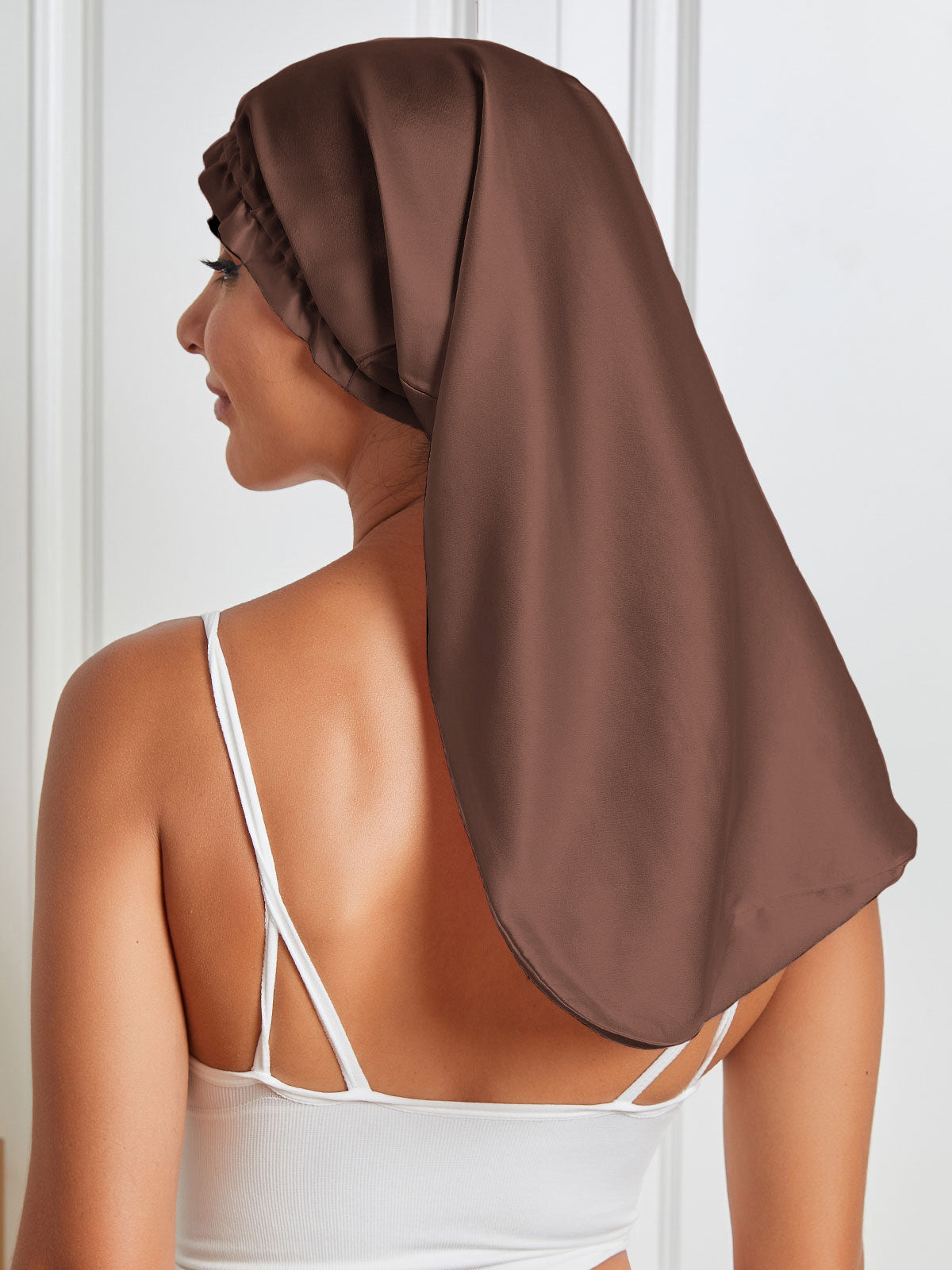 [Coffee] SilkSilky-UK Pure Silk Sleep Cap 006