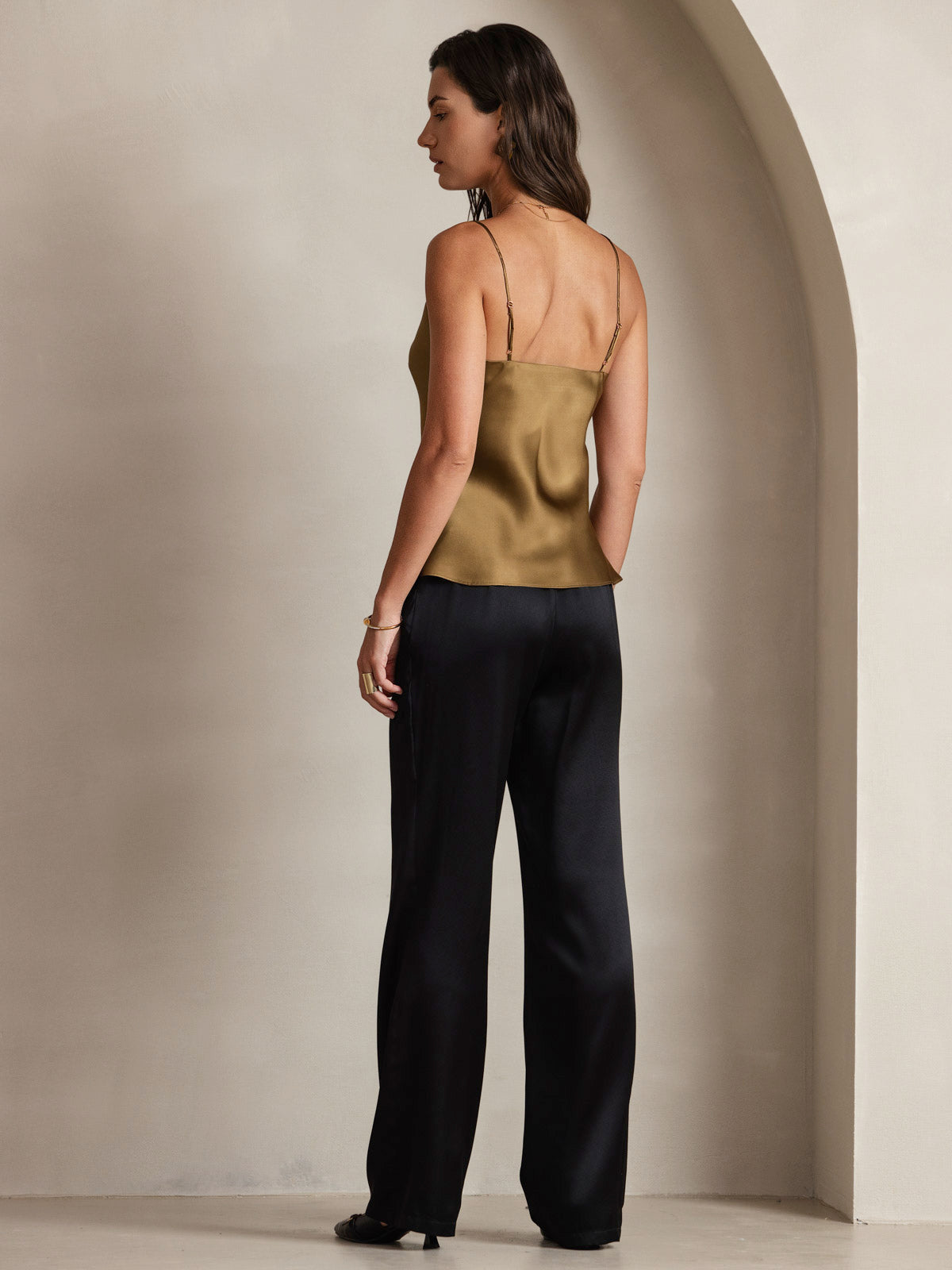 [Coffee] SilkSilky-UK Pure Silk V Neck Camisole 002