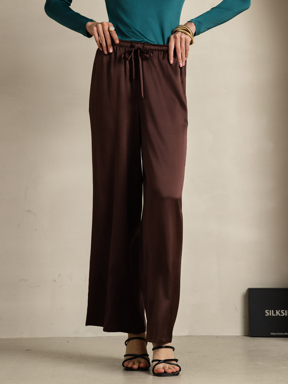 [Coffee] SilkSilky-UK Pure Silk Womens Pants 001