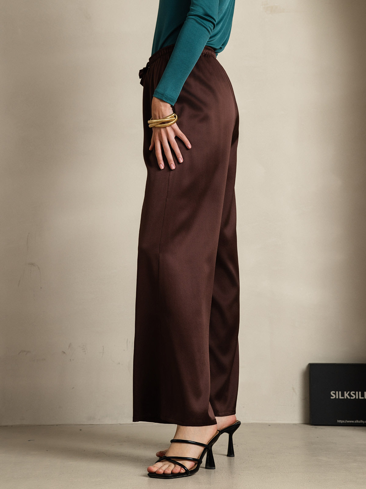 [Coffee] SilkSilky-UK Pure Silk Womens Pants 005