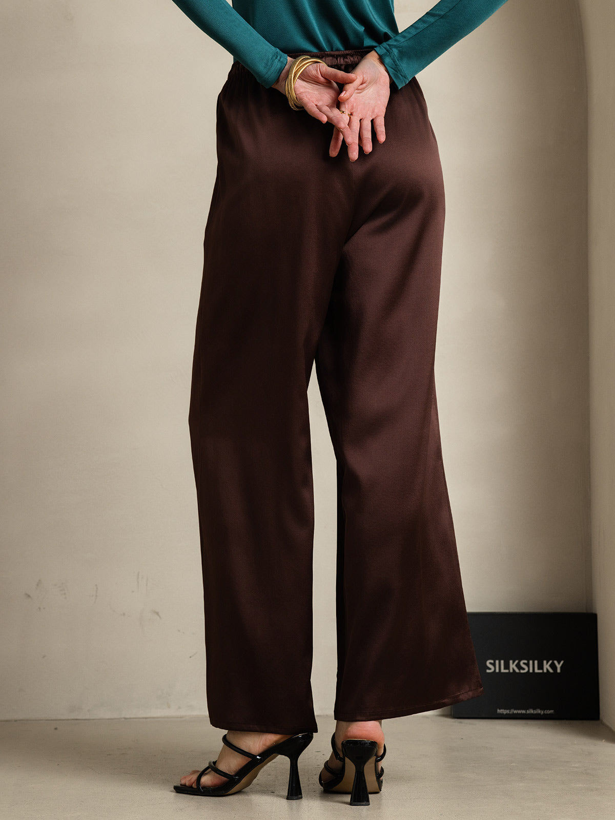 [Coffee] SilkSilky-UK Pure Silk Womens Pants 002