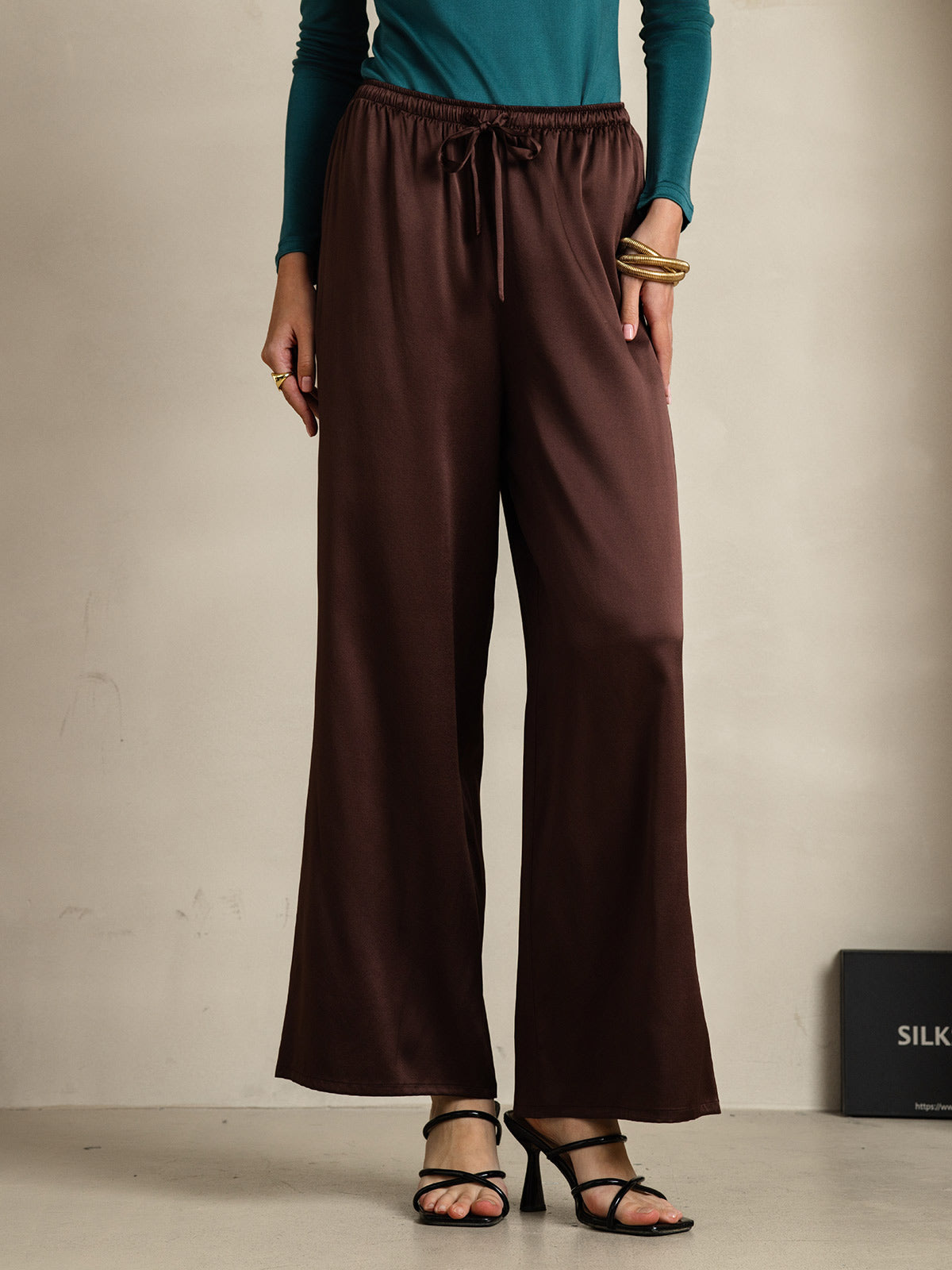 [Coffee] SilkSilky-UK Pure Silk Womens Pants 003