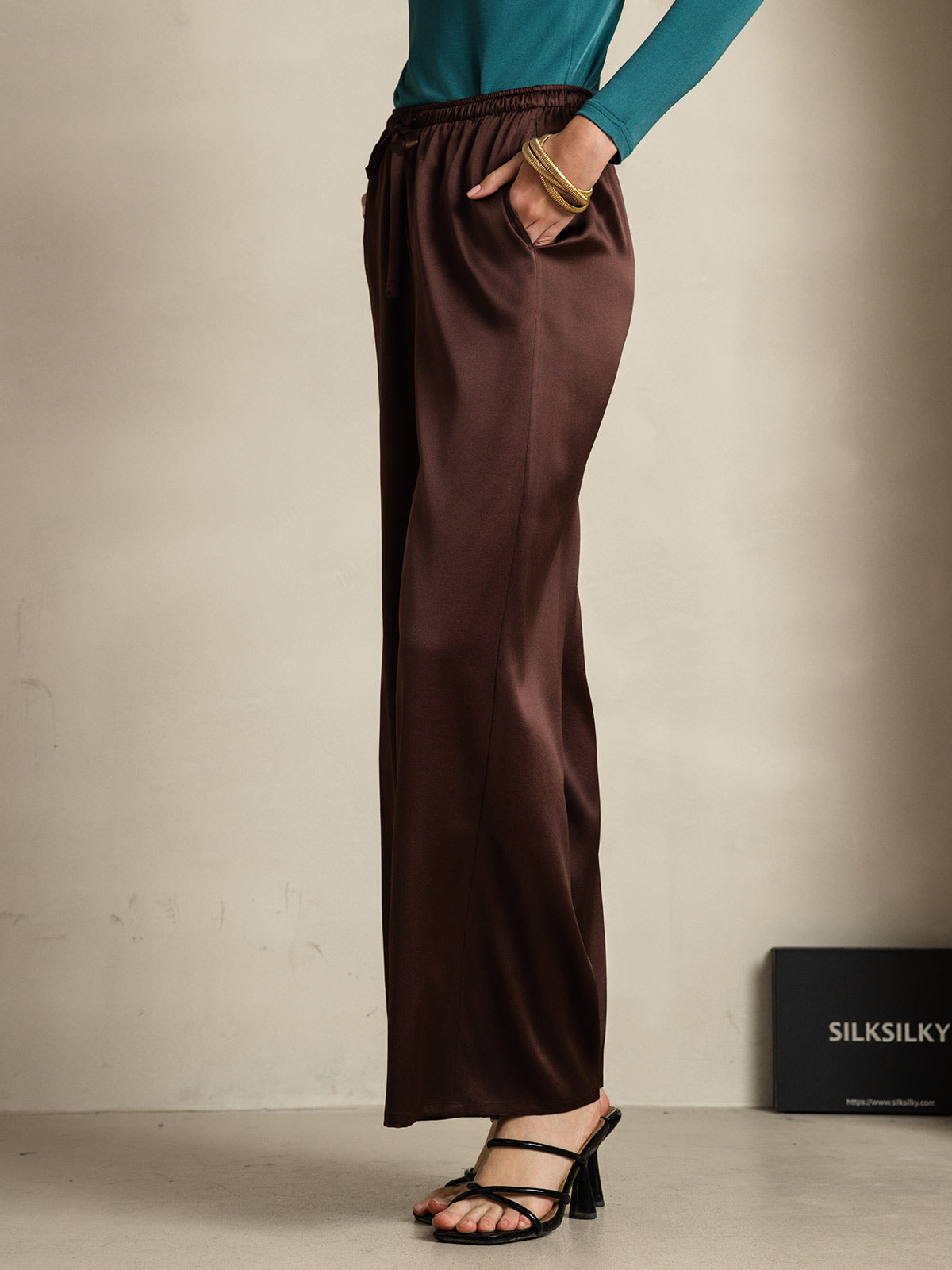 [Coffee] SilkSilky-UK Pure Silk Womens Pants 005