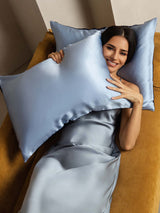 [DarkBlue+LightBlue] SilkSilky-UK 19Momme Pure Silk Pillowcase 004