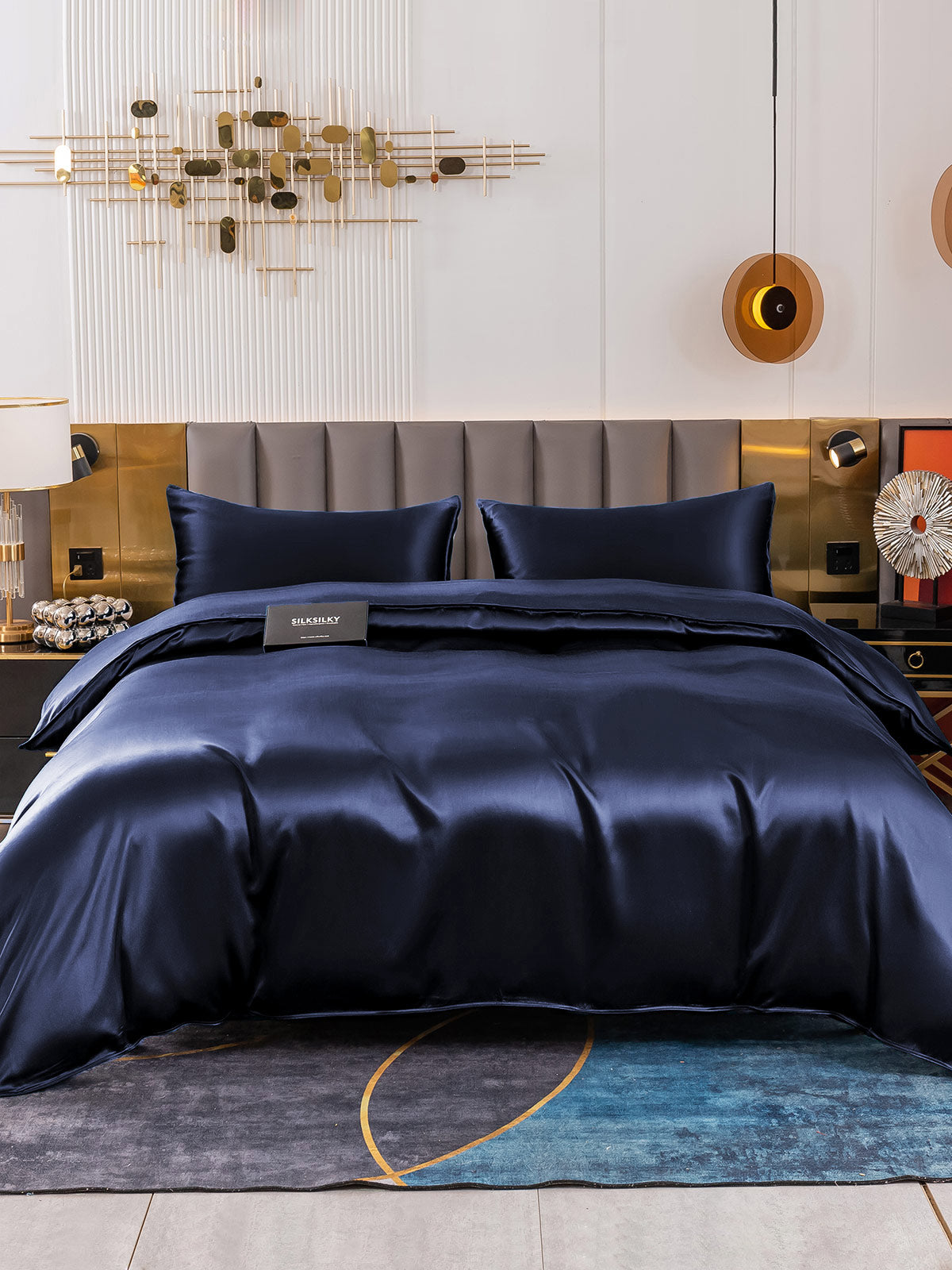 [Dark Blue] SilkSilky-UK 19Momme Pure Silk Bedding Set 002