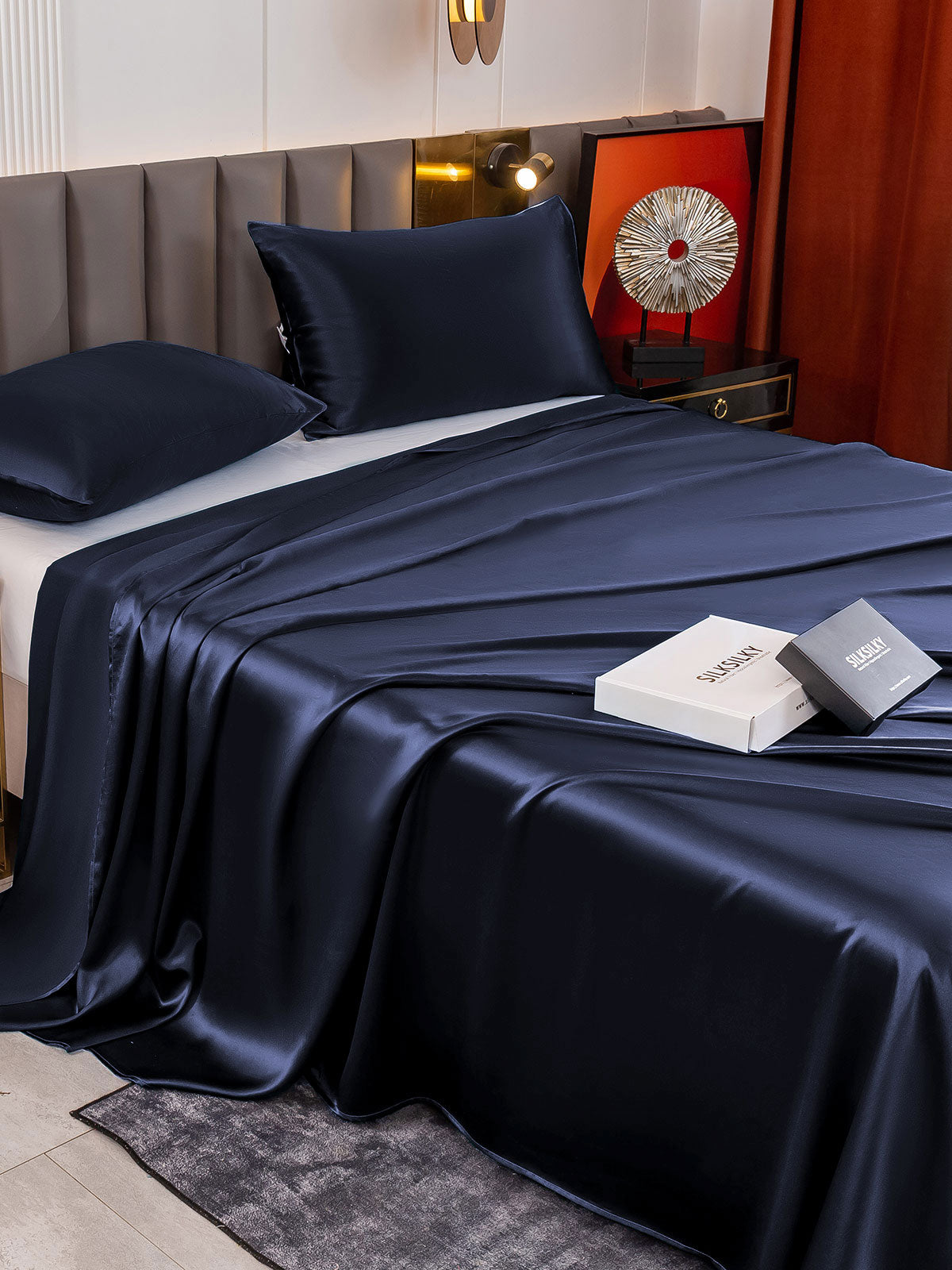 [Dark Blue] SilkSilky-UK 19Momme Pure Silk Bedding Set 004