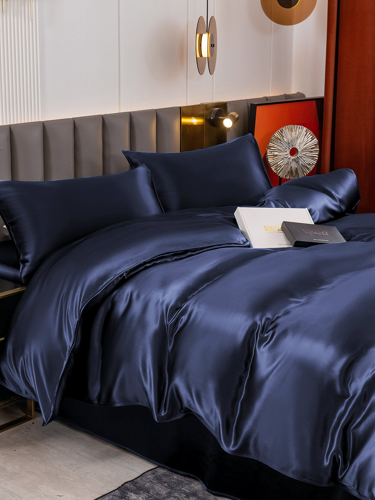 [Dark Blue] SilkSilky-UK 19Momme Pure Silk Bedding Set 005