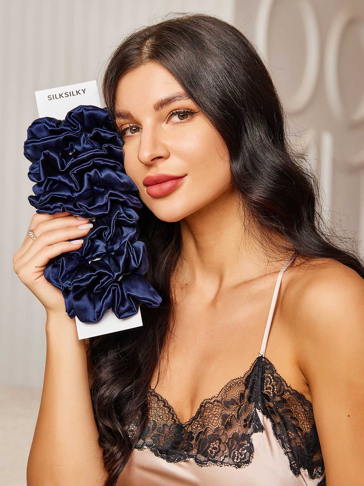 [Dark Blue] SilkSilky-UK 19Momme Pure Silk Scrunchie 001