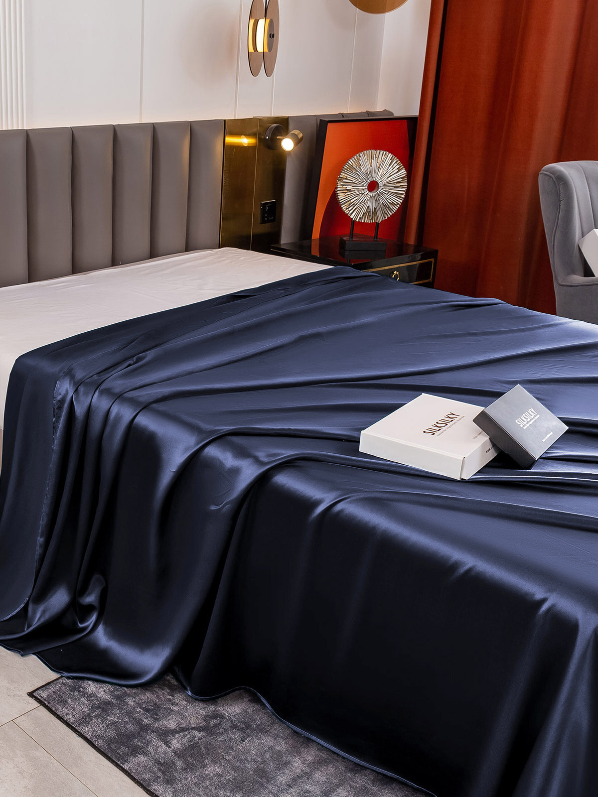 [Dark Blue] SilkSilky-UK 19Momme Pure Silk Sheet 003