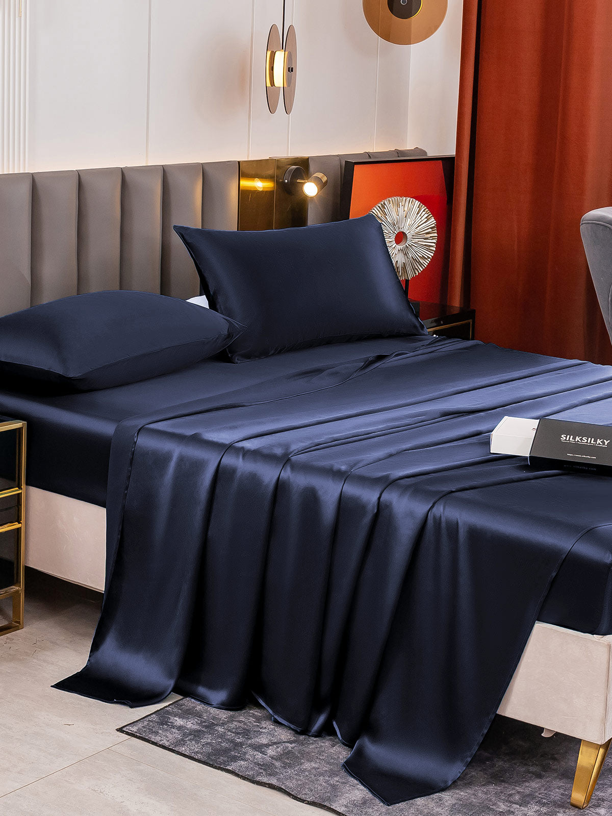 [Dark Blue] SilkSilky-UK 19Momme Pure Silk Sheet 003