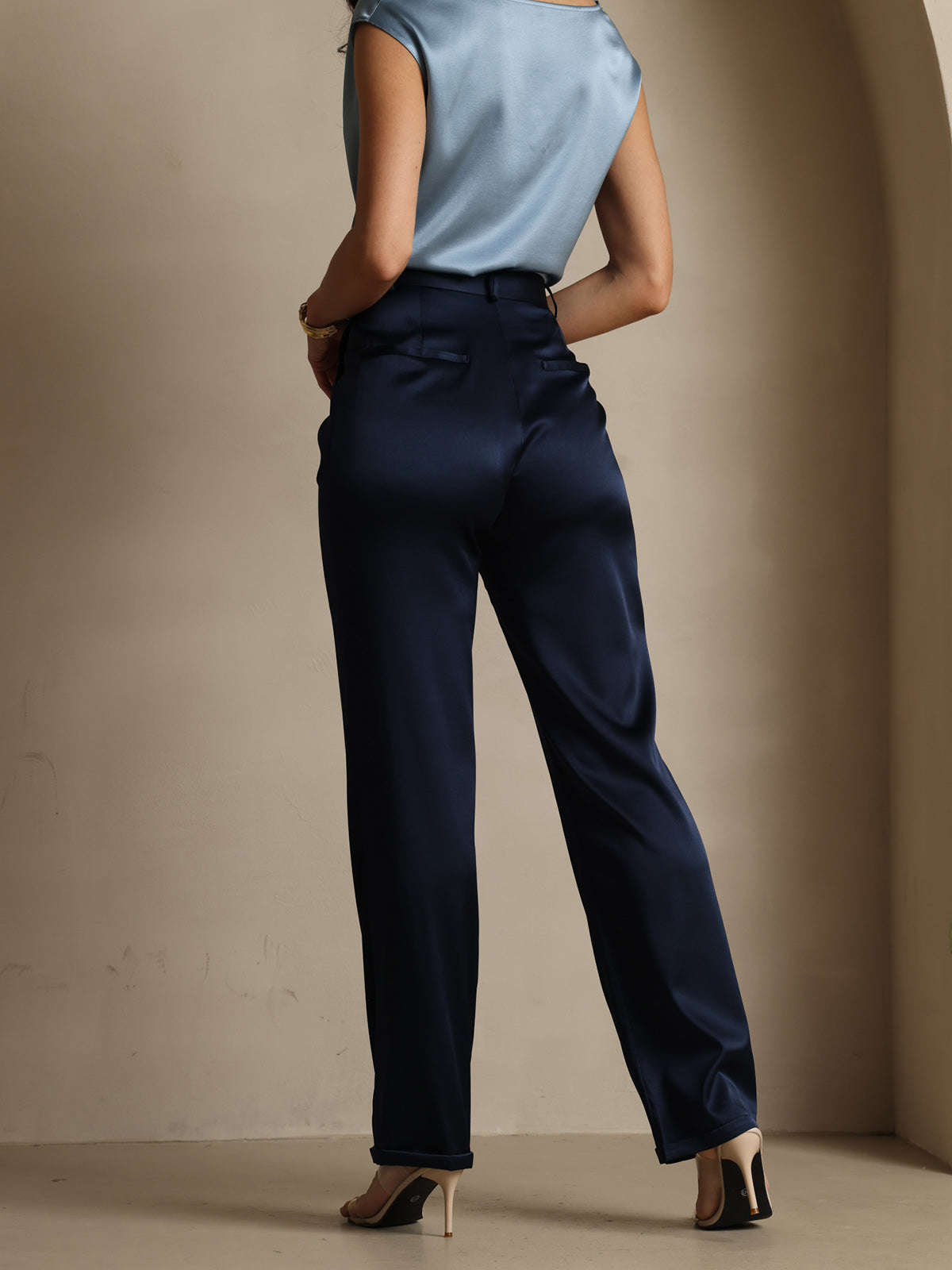 [Dark Blue] SilkSilky-UK 19Momme Silk Womens Pants 002
