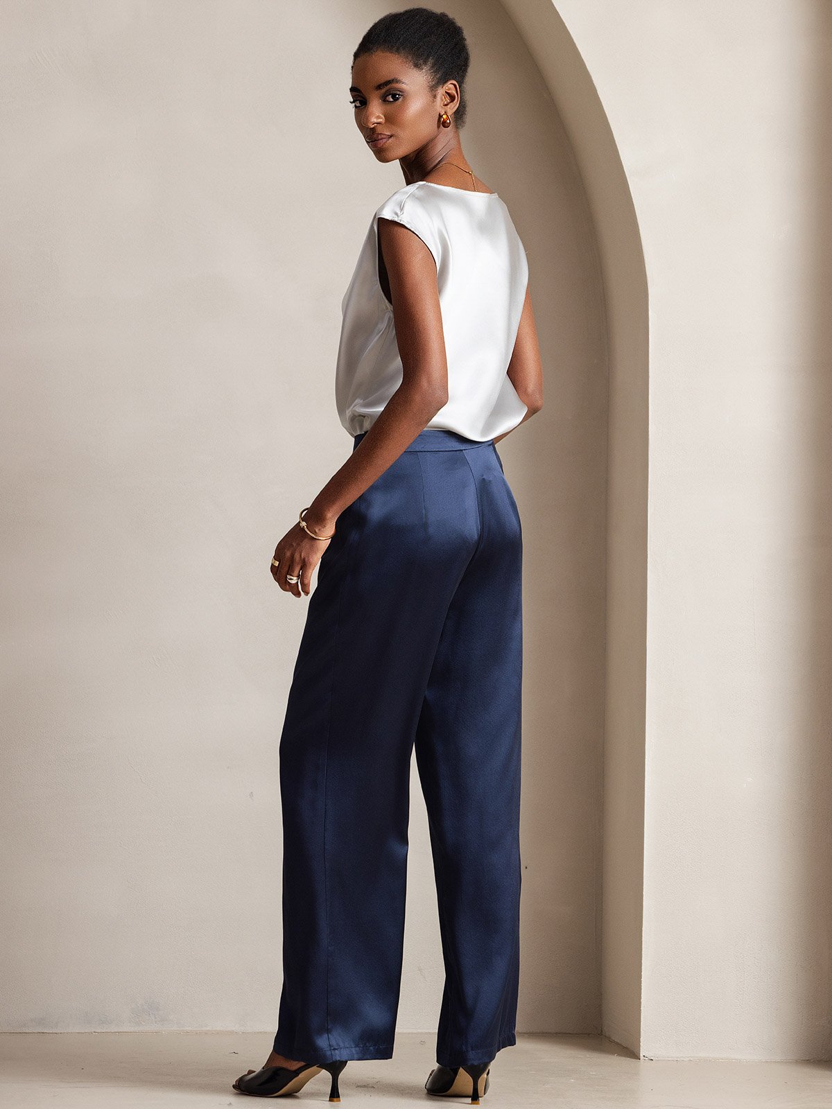 [Dark Blue] SilkSilky-UK 19Momme Silk Womens Pants 002