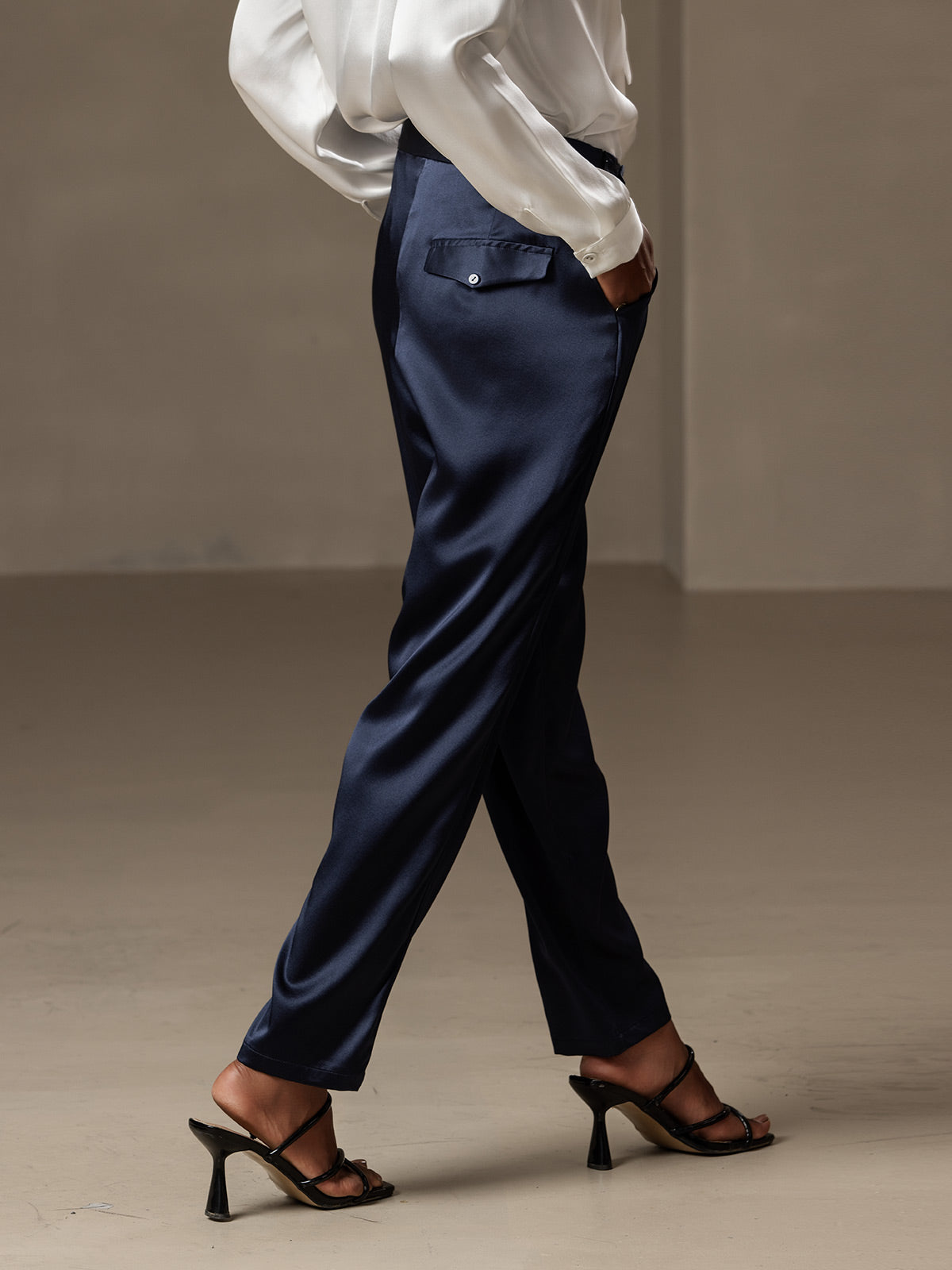 [Dark Blue] SilkSilky-UK 19Momme Silk Womens Pants 002