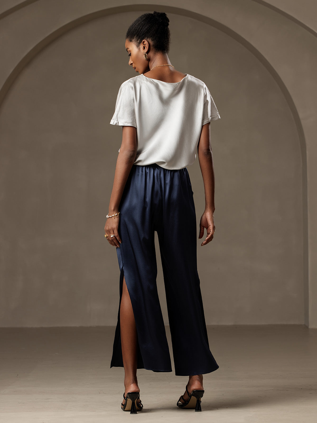 [Dark Blue] SilkSilky-UK 19Momme Silk Womens Pants 002