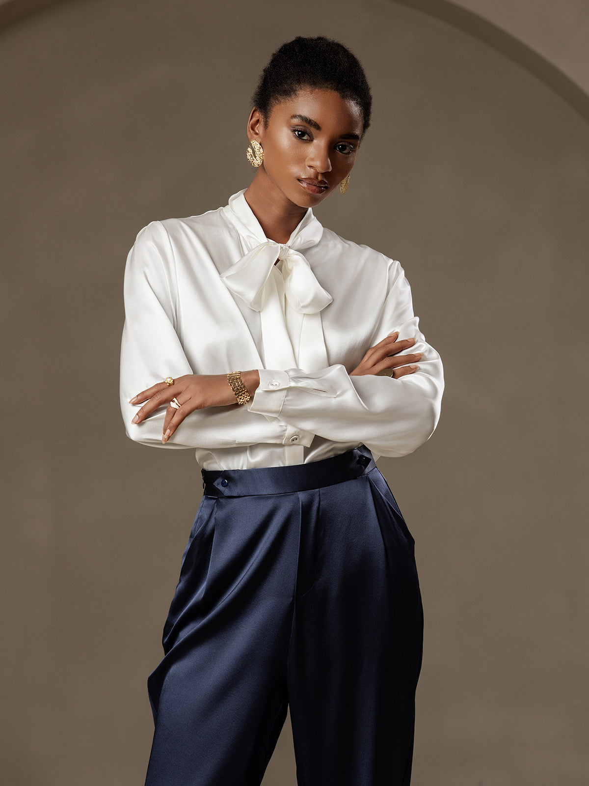 [Dark Blue] SilkSilky-UK 19Momme Silk Womens Pants 003