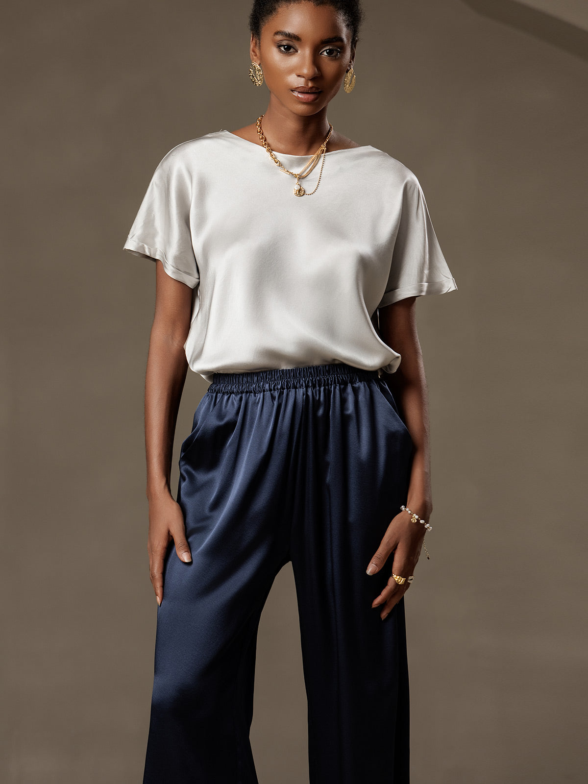 [Dark Blue] SilkSilky-UK 19Momme Silk Womens Pants 003