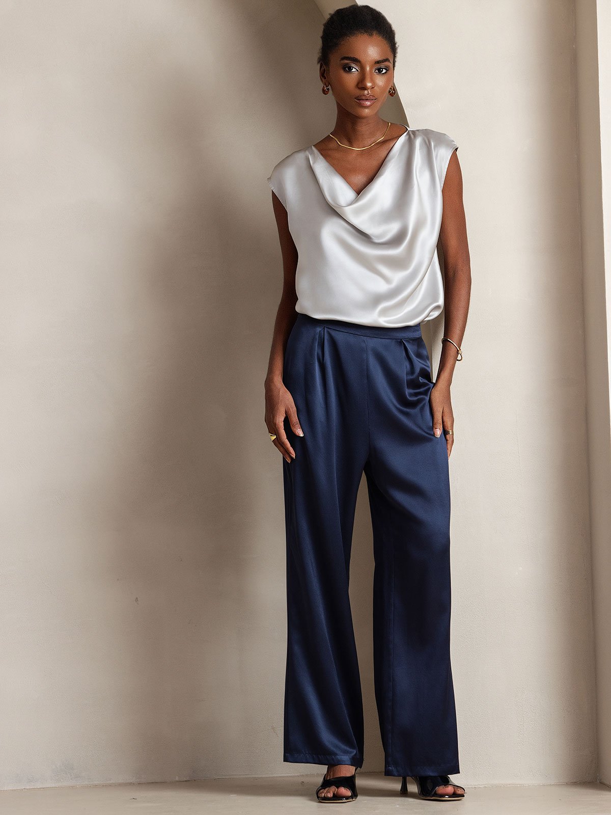 [Dark Blue] SilkSilky-UK 19Momme Silk Womens Pants 004