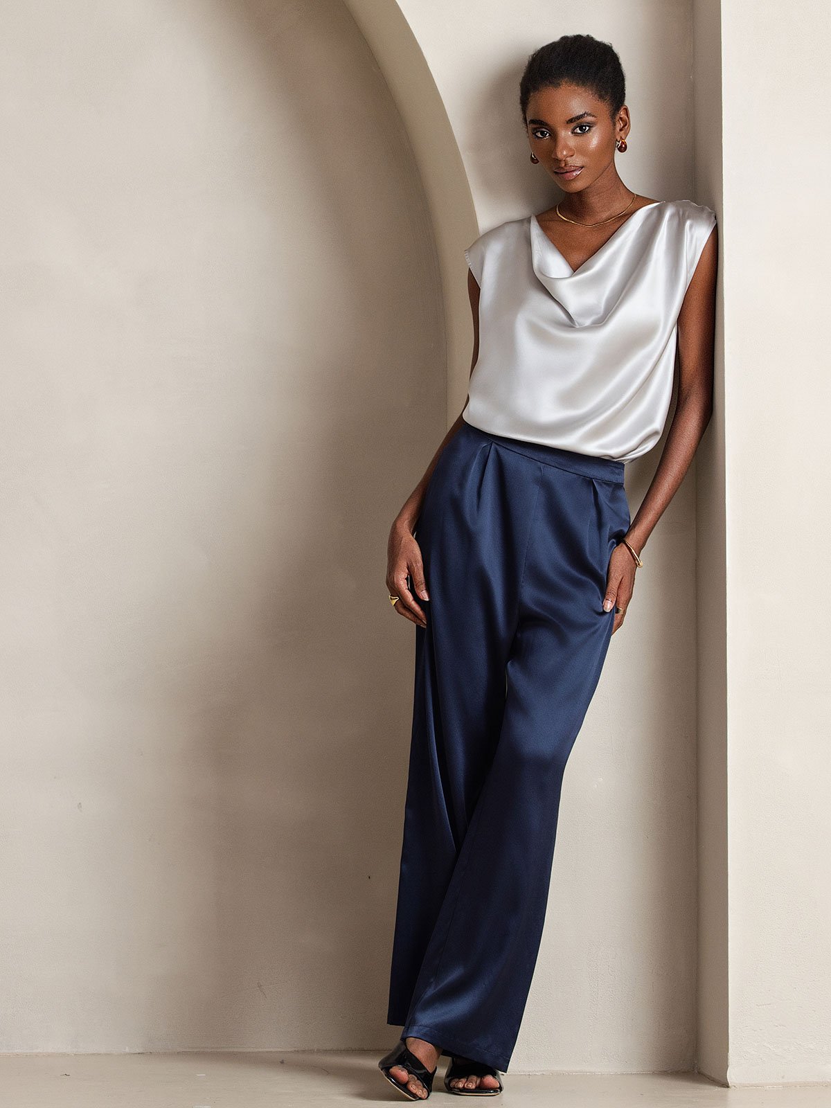 [Dark Blue] SilkSilky-UK 19Momme Silk Womens Pants 006