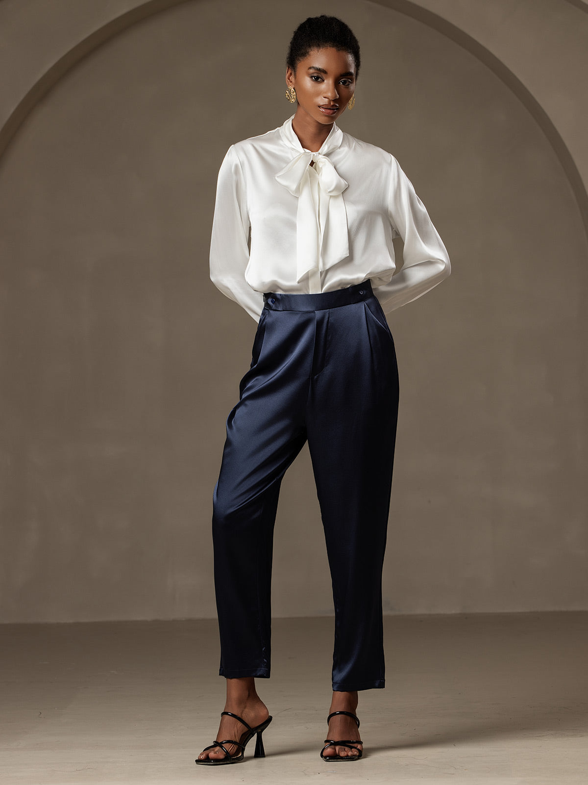 [Dark Blue] SilkSilky-UK 19Momme Silk Womens Pants 006