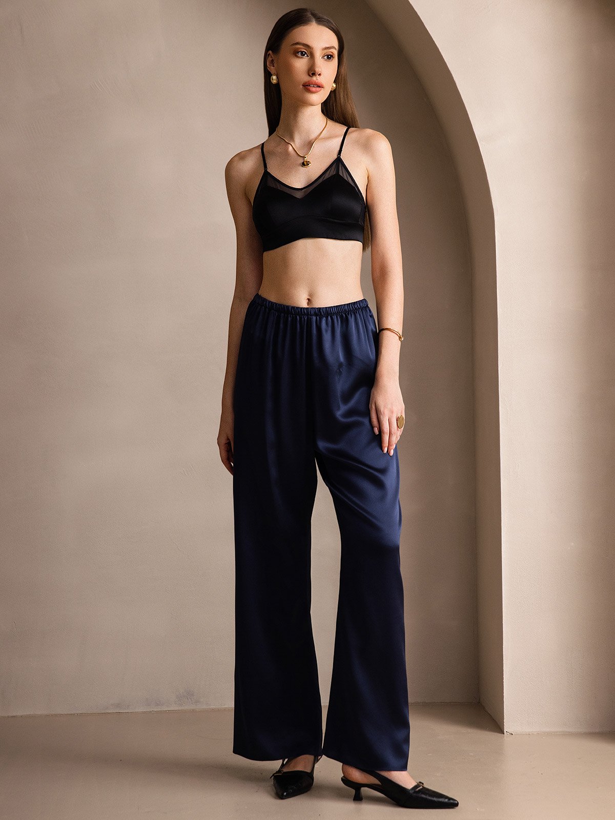 [Dark Blue] SilkSilky-UK 19Momme Silk Womens Pants 008