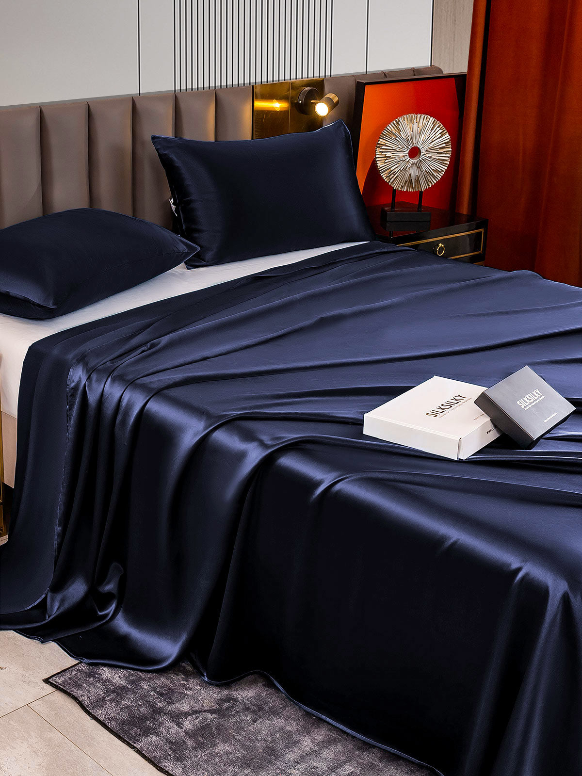 [Dark Blue] SilkSilky-UK 22Momme Pure Silk Bedding Set 004