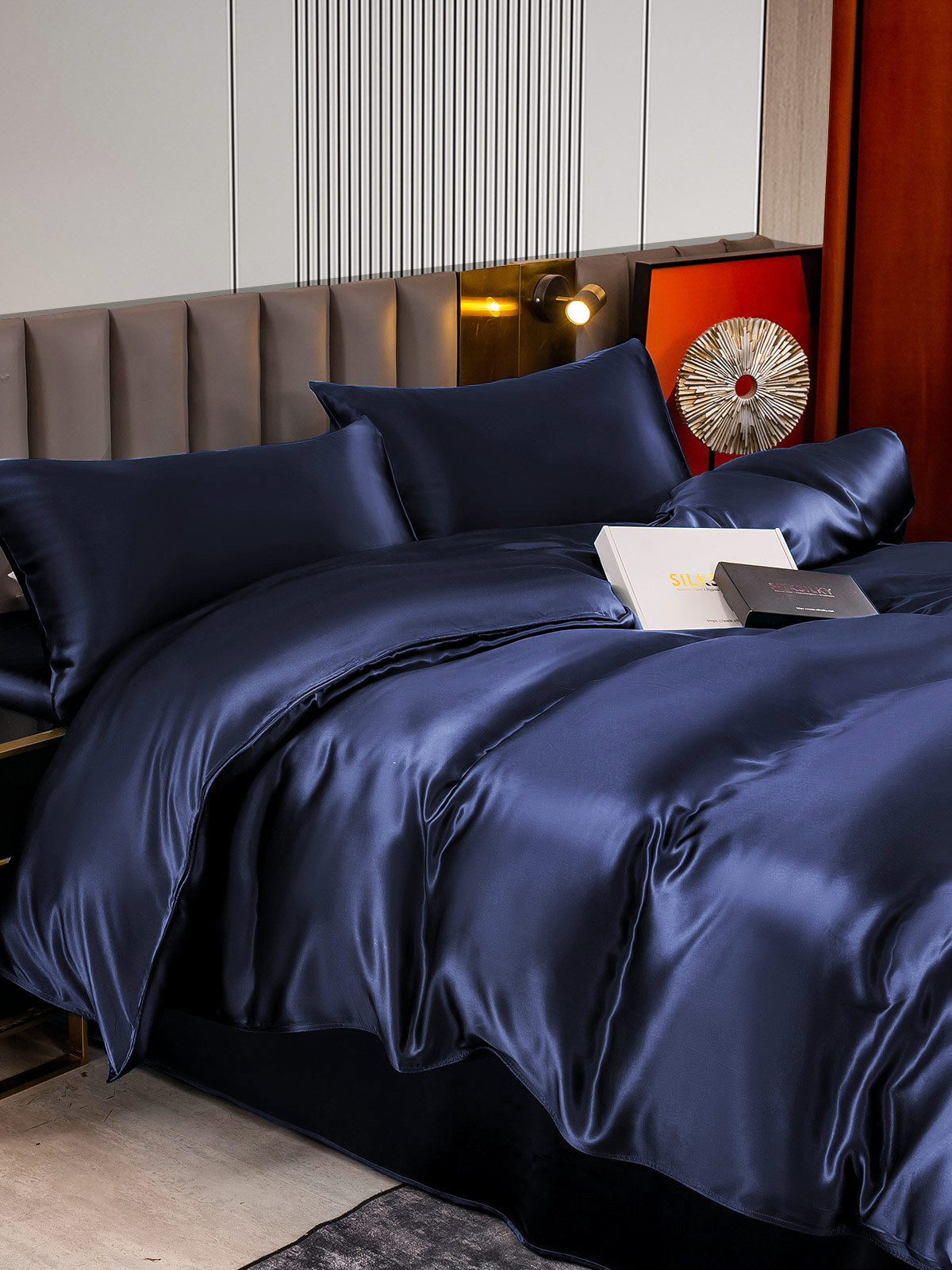 [Dark Blue] SilkSilky-UK 22Momme Pure Silk Bedding Set 005
