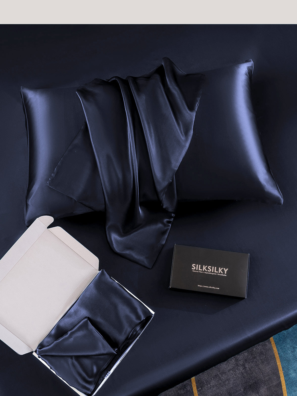 [Dark Blue] SilkSilky-UK 22Momme Pure Silk Pillowcase 005
