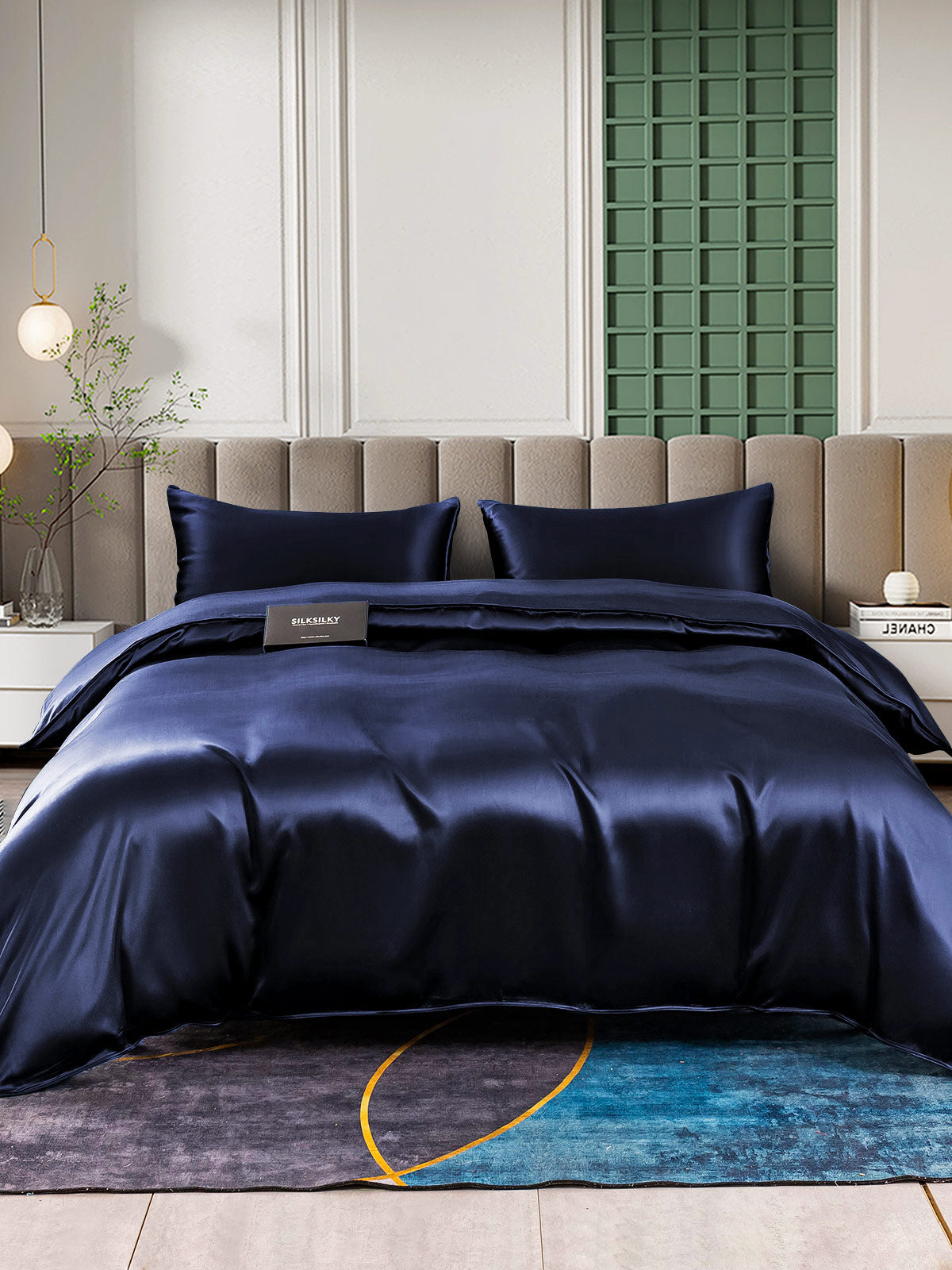 [Dark Blue] SilkSilky-UK 25Momme Pure Silk Bedding Set 002