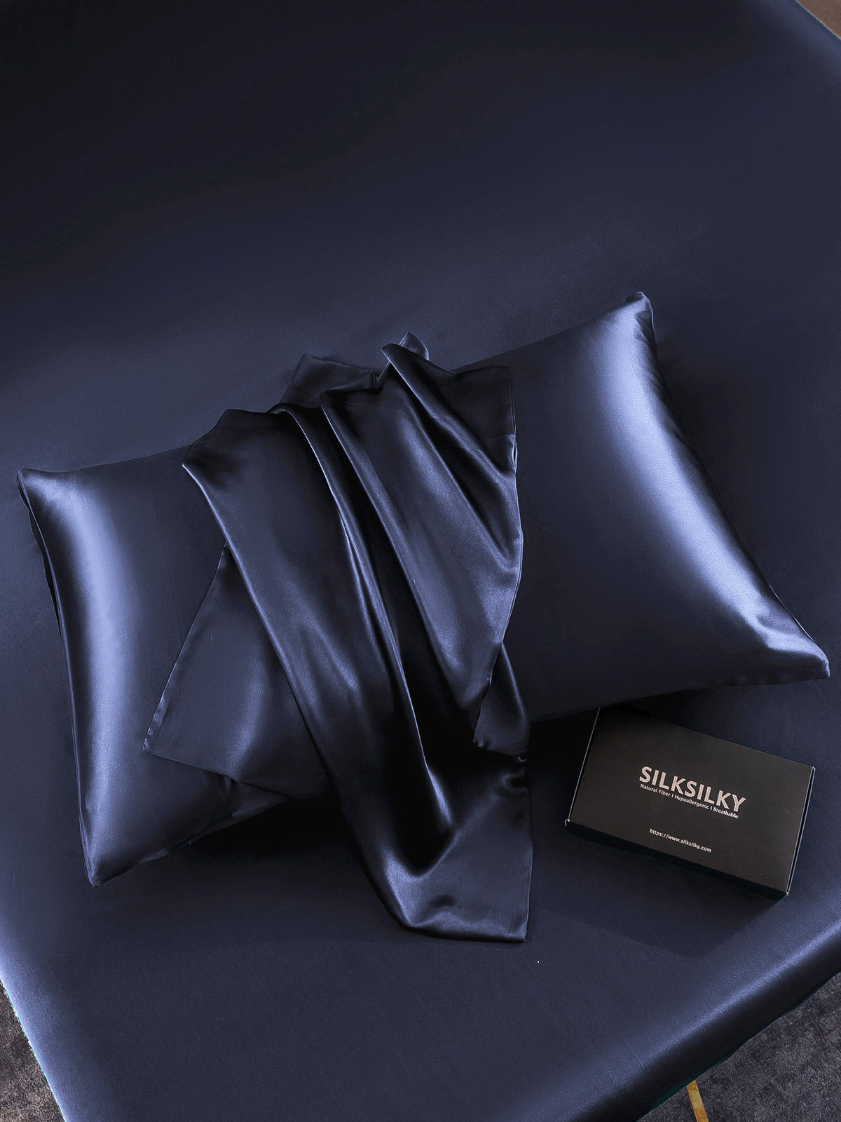 [Dark Blue] SilkSilky-UK 30Momme Pure Silk Pillowcase 004