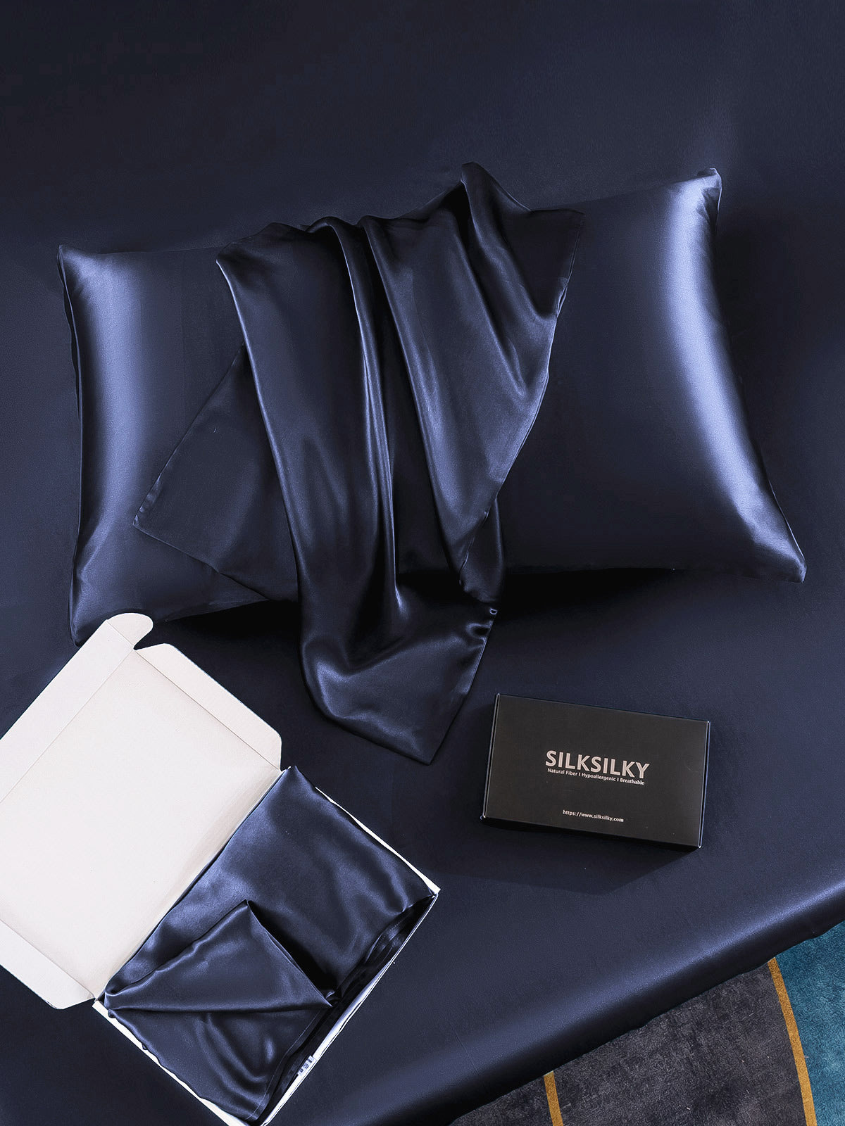 [Dark Blue] SilkSilky-UK 30Momme Pure Silk Pillowcase 005