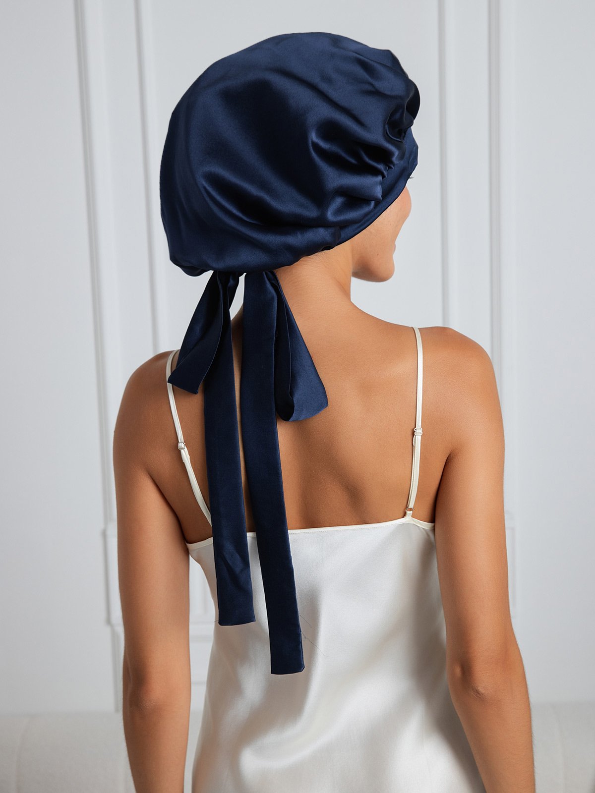 [Dark Blue] SilkSilky-UK Pure Silk Sleep Cap 001