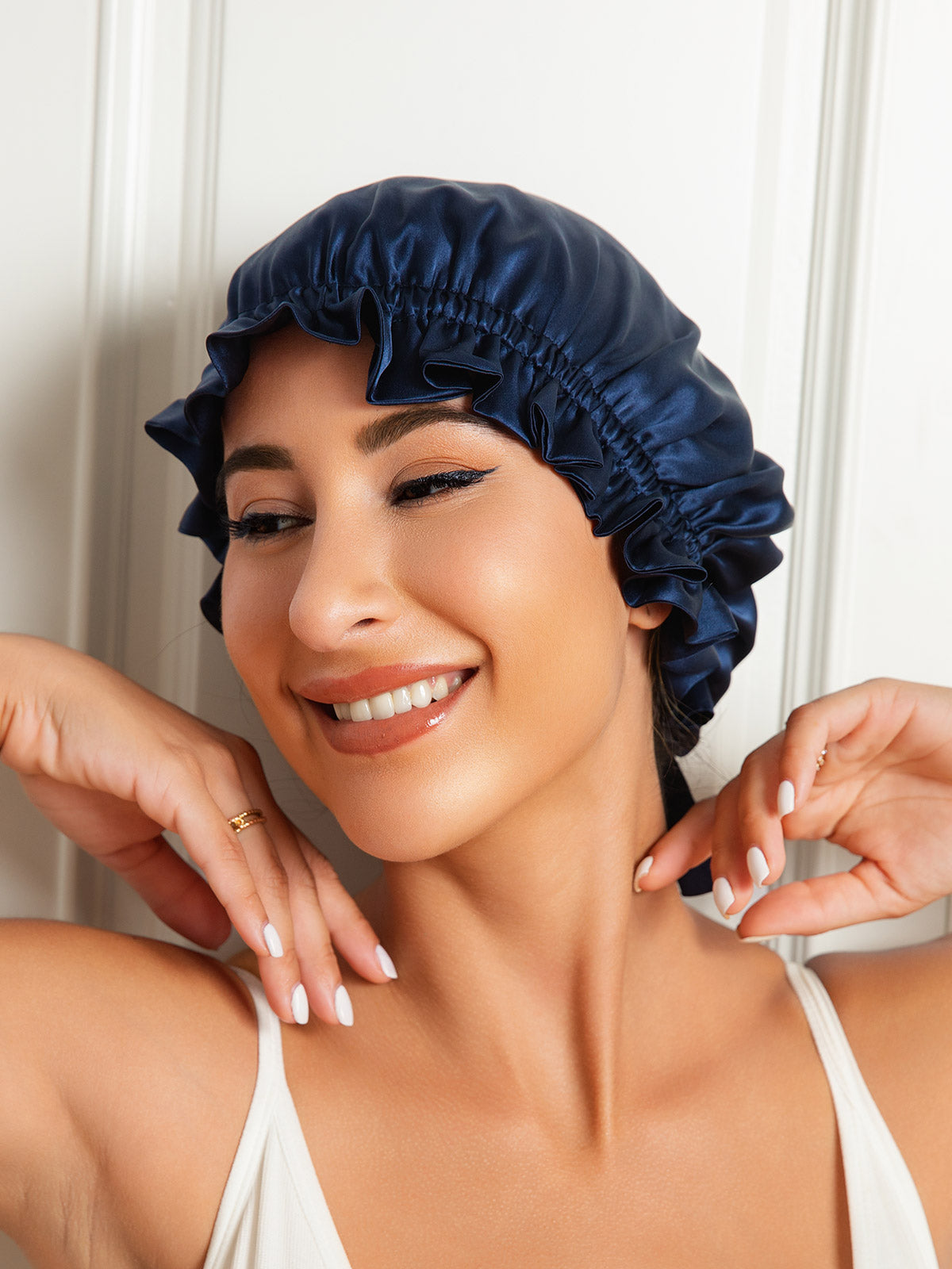 [Dark Blue] SilkSilky-UK Pure Silk Sleep Cap 002