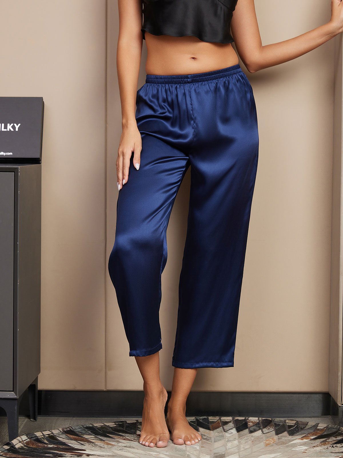 [Dark Blue] SilkSilky-UK Pure Silk Womens Sleep Bottoms 004
