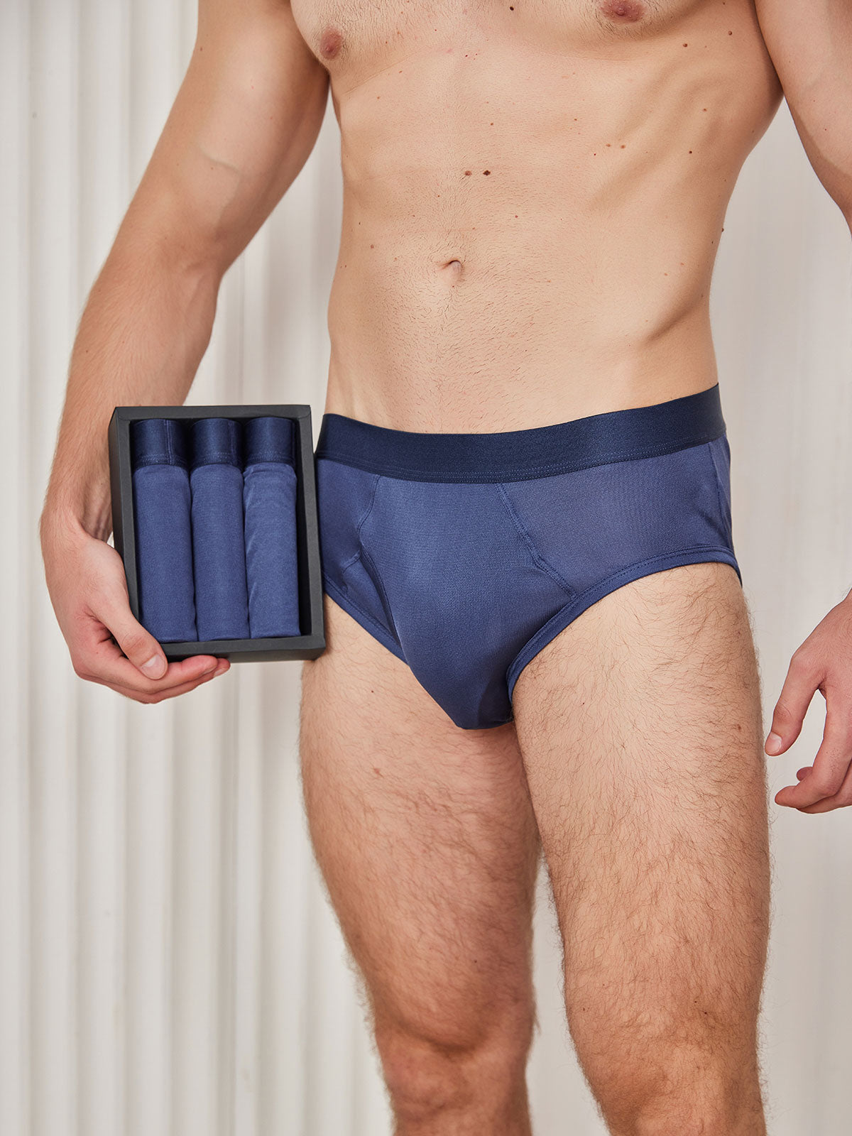 [Dark Blue] SilkSilky-UK Silk Knitted Mens Underwear 001