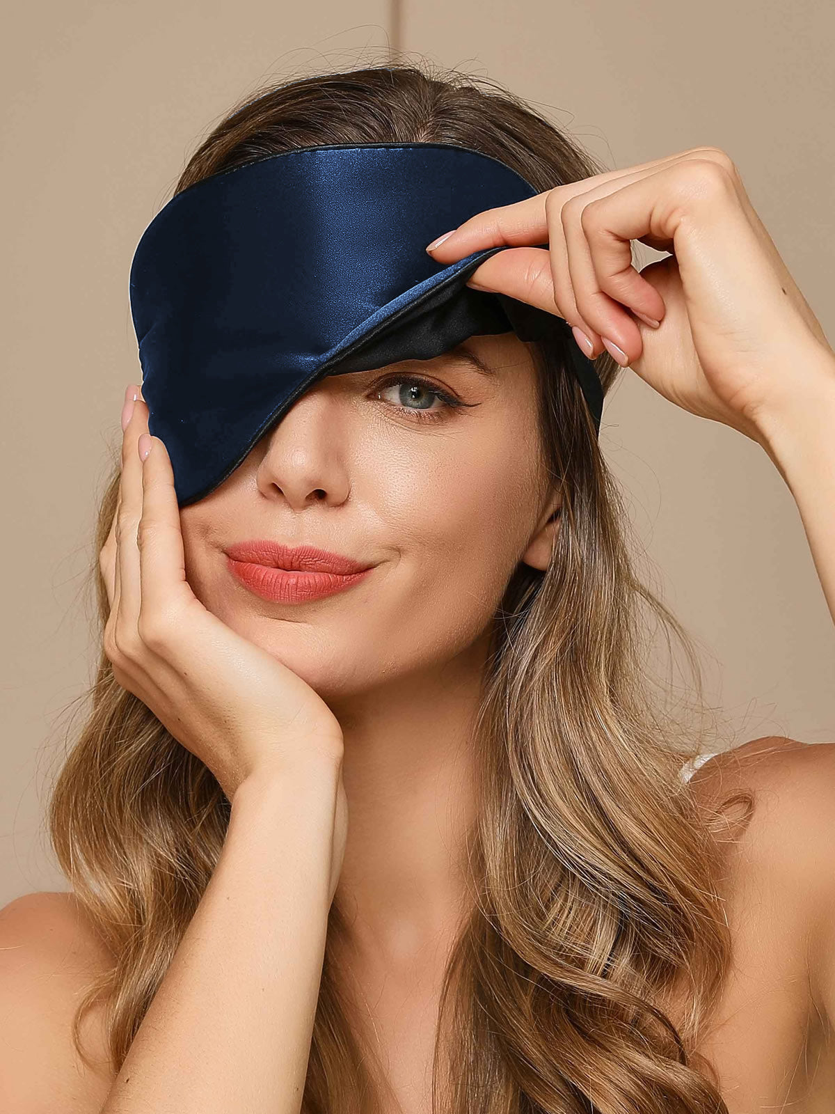 [Dark Blue] SilkSilky-UK 19Momme Pure Silk Eye Mask 001