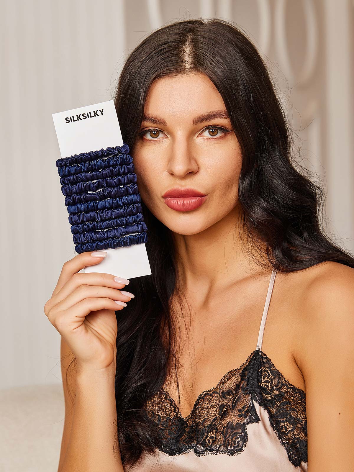 [Dark Blue] SilkSilky-UK 19Momme Scrunchie 002