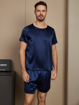 [Dark Blue] SilkSilky-UK Short Sleeve Round Neck Men's Pyjamas 003