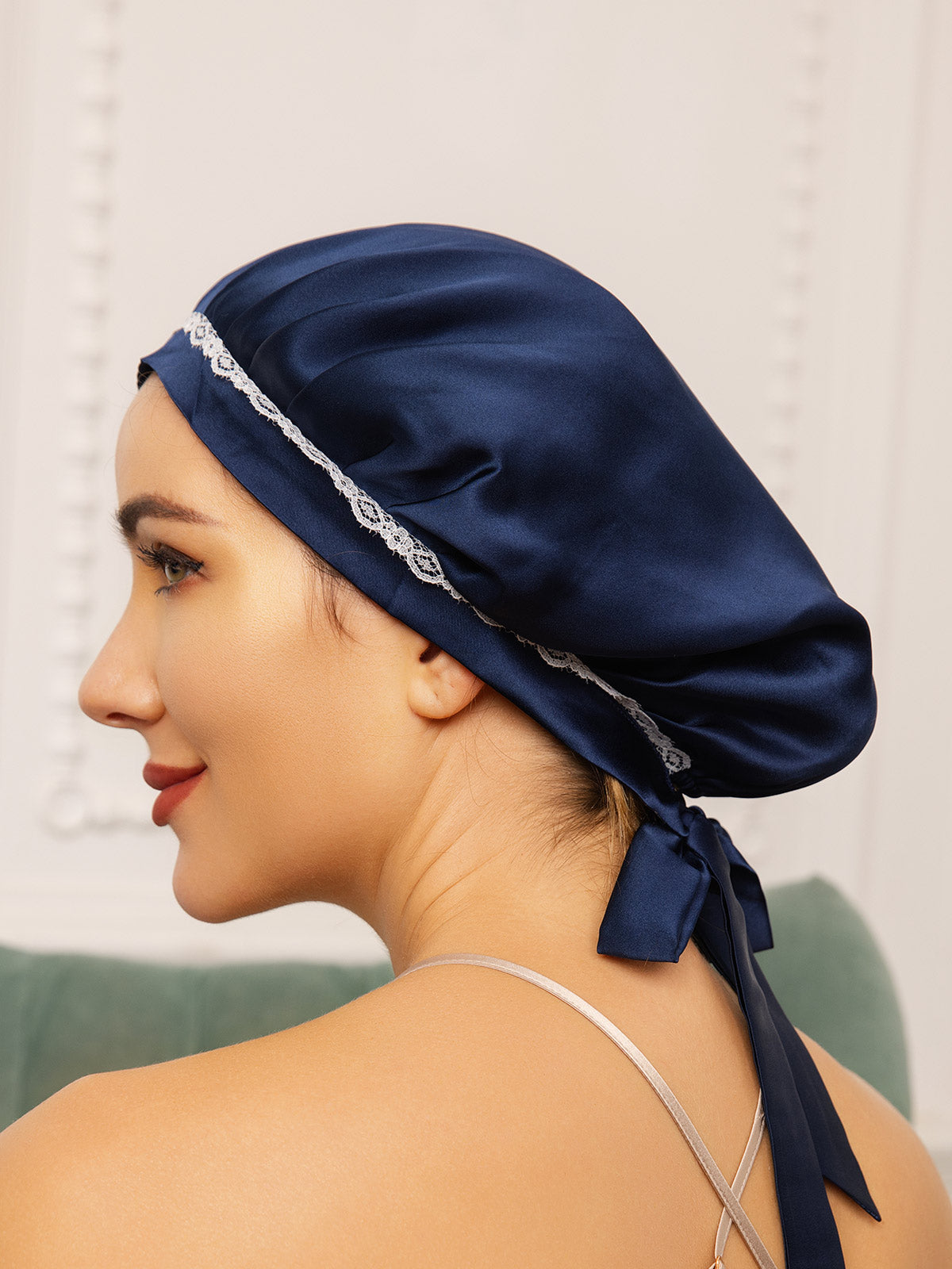 [Dark Blue] SilkSilky-UK Pure Silk Sleep Cap 001