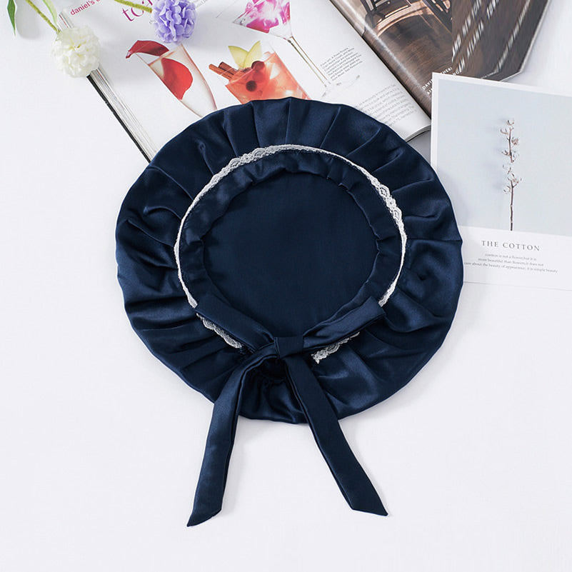 [Dark Blue] SilkSilky-UK Pure Silk Sleep Cap 003