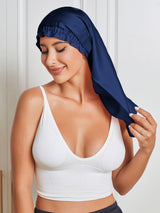 [Dark Blue] SilkSilky-UK Pure Silk Sleep Cap 005