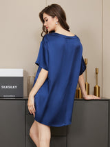 [Dark Blue] SilkSilky-UK Short Sleeve Round Neck Women's Pyjamas 002